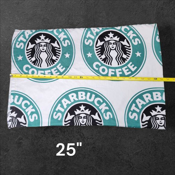 Starbucks Logo Pillowcase Coffee Decor Vintage Green White Siren Collectible - Picture 4 of 5